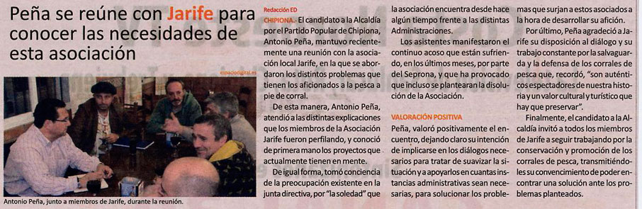 Antonio Peña (PP) se reune con Jarife para conocer las necesidades de esta Asociación. (ED)
