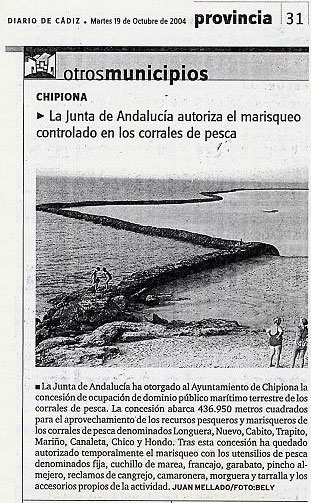 La Junta de Andalucía autoriza el marisqueo controlado en los corrales de pesca. (Diario de Cádiz)