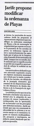 Jarife propone modificar la Ordenanza de Playas. (Diario de Cádiz)